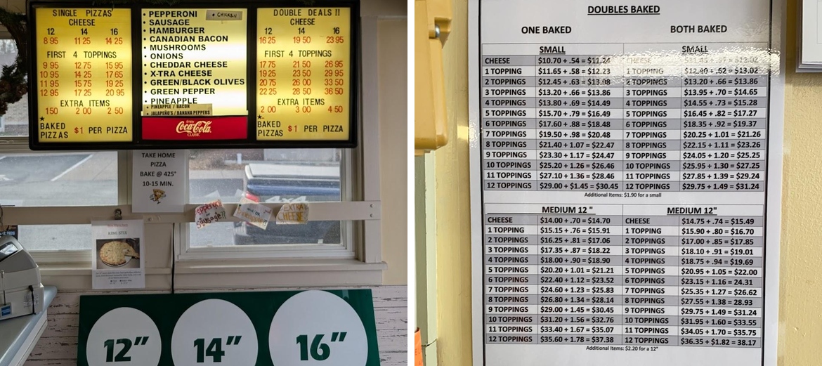 Pizza King Fresh Pizza Menu
